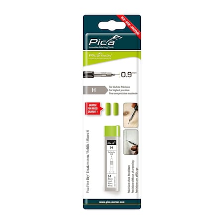Pica Fine Dry Set of 24 H graphite Refill Leads for fine markings, 24PK 7050/SB